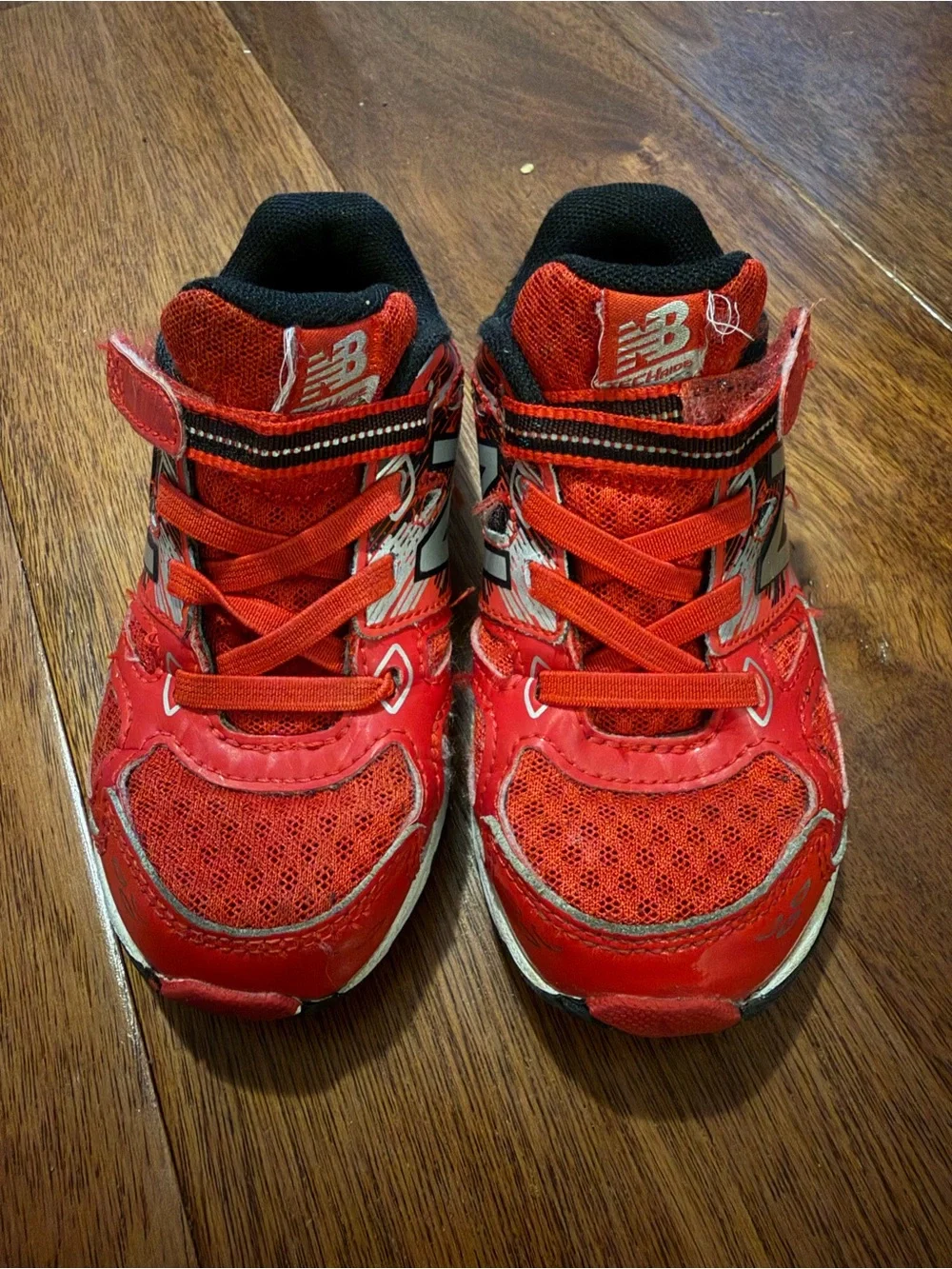 New Balance Kids Red and Black Velcro Lace Sneakers